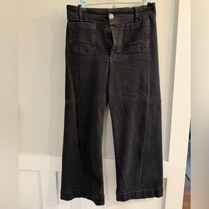 Anthropologie Black Flare Wide Leg Jeans